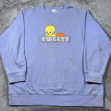 Vintage Warner Bros. Studio Store Sweatshirt Mens XL Purple Cotton Tweety Bird