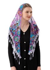 Mass Veil Triangle Mantilla Cathedral Head Covering Chapel Veil Lace Shawl La...