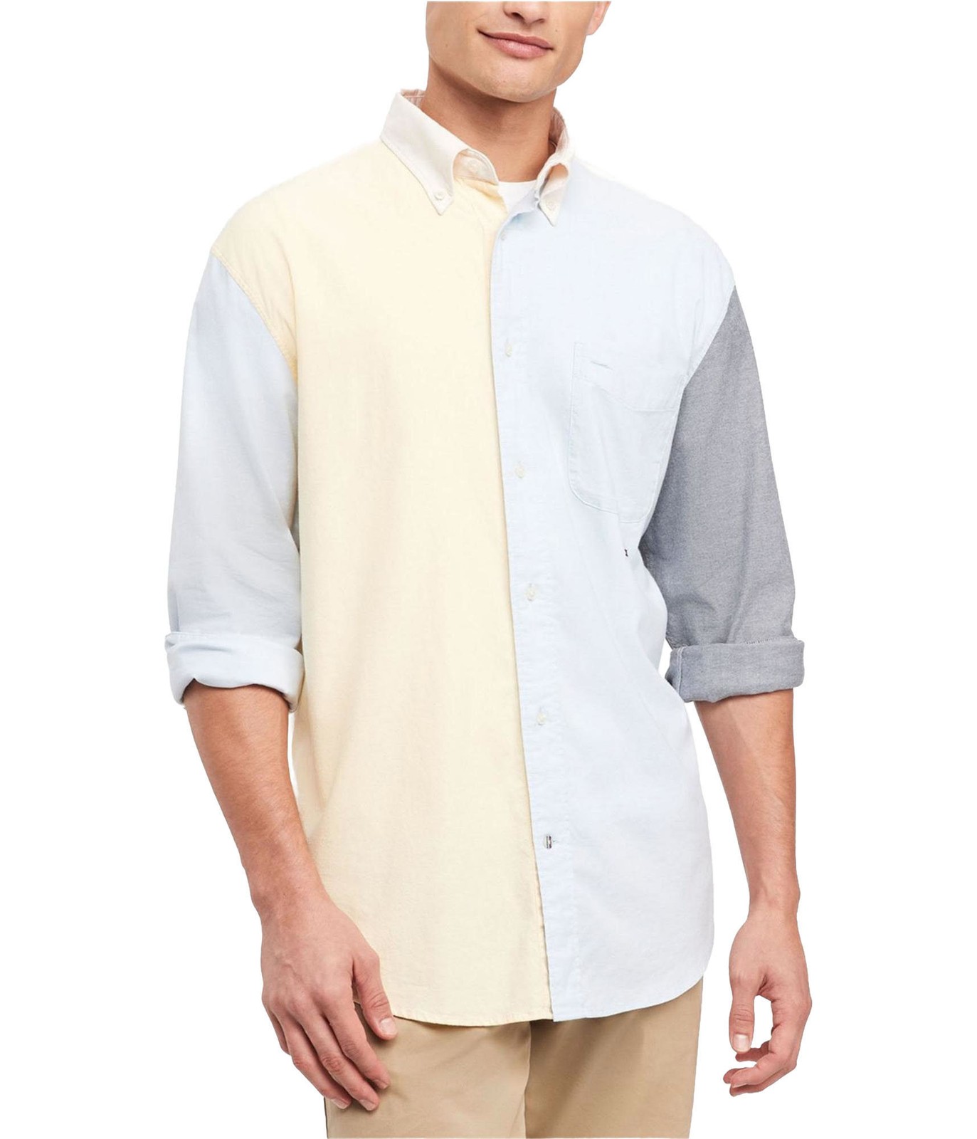 Tommy Hilfiger Mens Colorblocked Oxford Button Up Shirt
