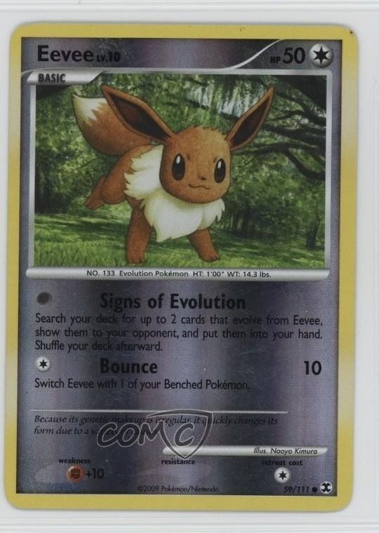 Eevee Reverse Foil Pokémon Platinum Rising Rivals #59 2009