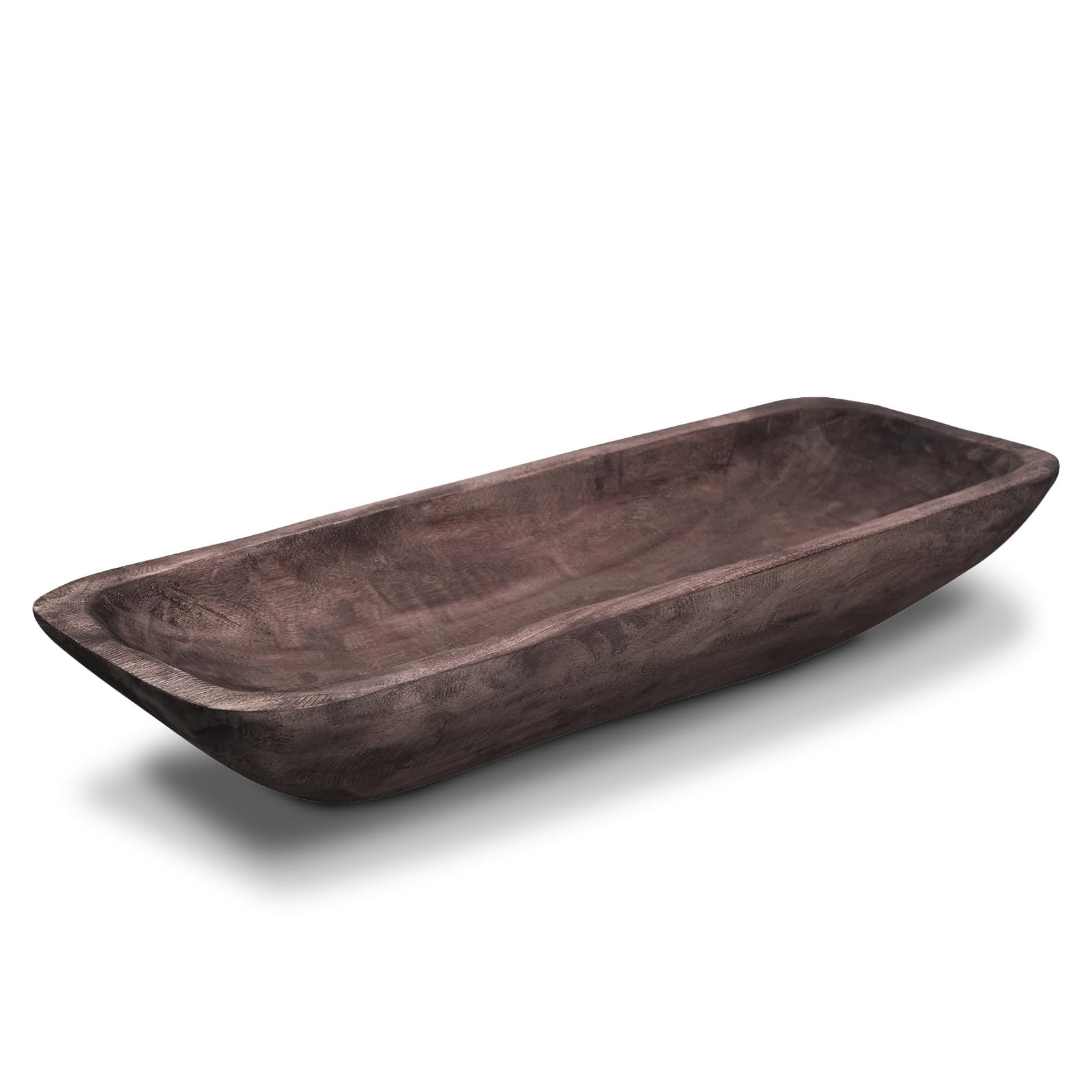 Wooden Dough Bowl  Vintage Oblong Natural Root Hand Carved Bowl for Home Deco...