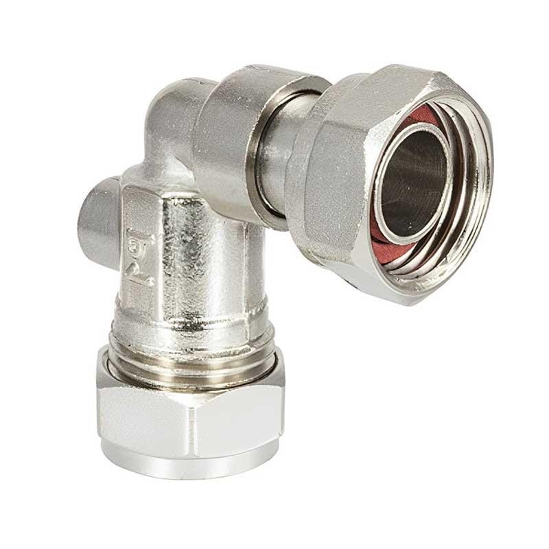 Chrome Brass Angled Service Valve 15mm x 1/2"" Compression x Female Nut