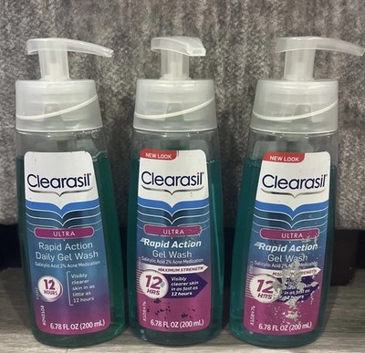 Clearasil Ultra Rapid Action Gel Wash 12 hours 6.78 Fl Oz ~ 3 Pack