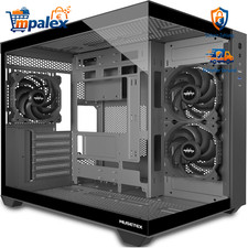 MUSETEX PC Gehäuse ATX, 3 Non-LED Lüfter vorinstalliert Gaming PC Gehäuse, 270°