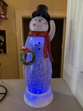 North Pole Trading Co Snowman Lava Light LED Changes Colors 12" Tall Battery Op