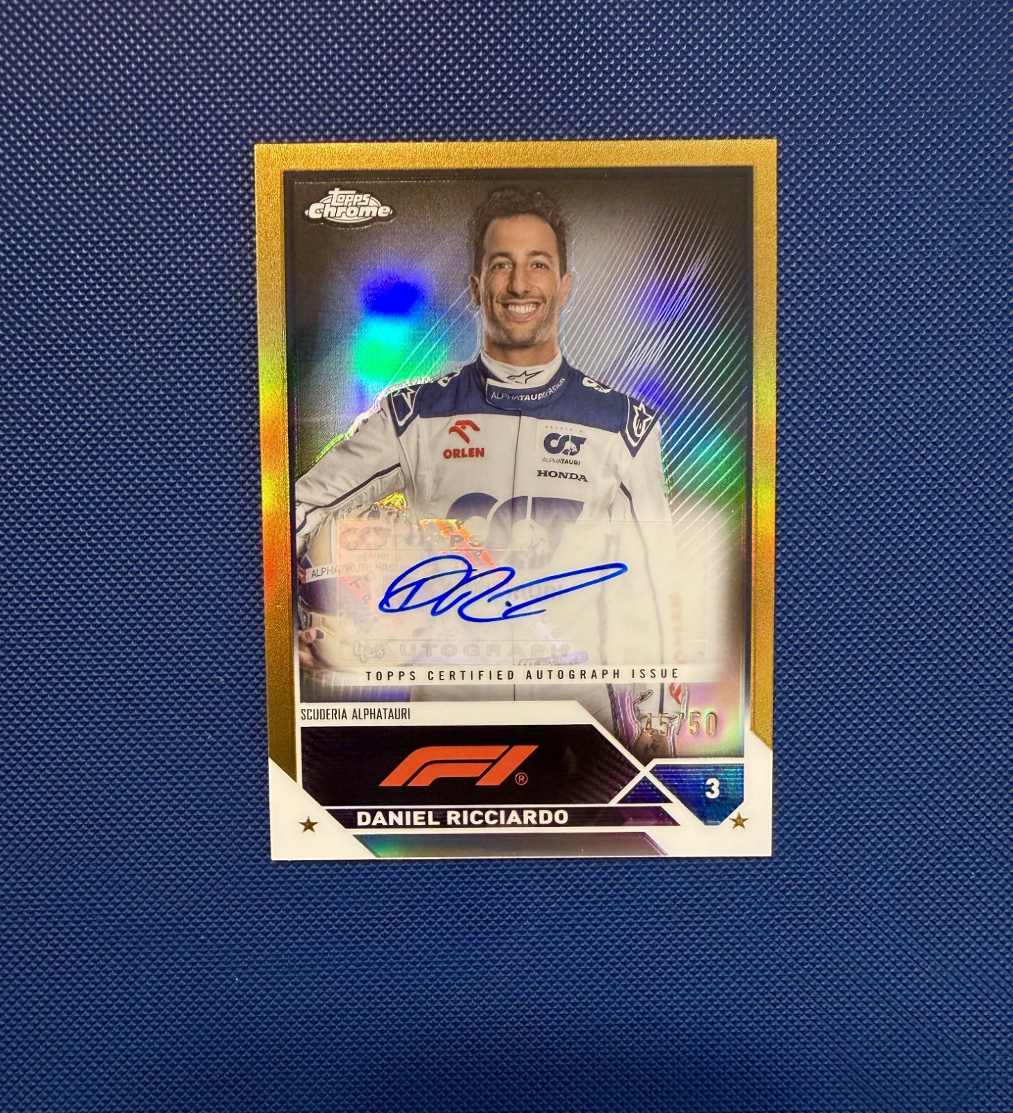 2023 Topps Chrome F1 Daniel Ricciardo /50 Gold Refractor Auto
