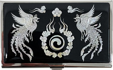 Mother of Pearl Business Card Case Credit Id Name Holder Travel Wallet Art Paint