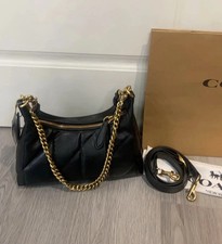 NWT Coach CDZ65 Juliet Shoulder Bag 25 With Quilting Brass/Black Free Shipping