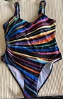 Digital Colourful Striped One-piece Swimsuit XXL Petite