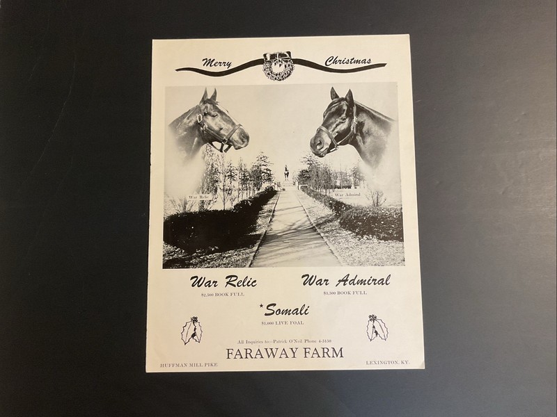 FARAWAY FARM ORIGINAL 1950s STUD AD  WAR ADMIRAL   WAR RELIC  MAN O’ WAR
