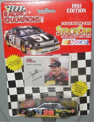 DAVEY ALLISON #28 Texaco Racing Champions NASCAR 1/43 Stock Car w Card 1993 READ