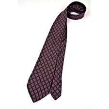 Neck Tie VTG Martelli 70s Blue Diamond Bullseye Foulard Taupe Silk 57" X 3.25"