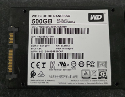 Western Digital Blue 3D NAND 500GB Internal 2.5'' (WDS500G2B0A) SSD
