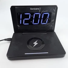 Sencicare Digital Alarm Clock w/ Wireless Phone Charger – Black – Tested