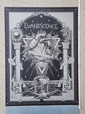 Evanescence OFFICIAL 2023 Tour Screenprint Poster 18x24 Sold Out Print Hologram