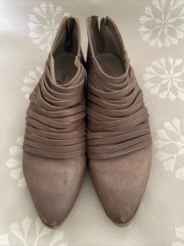 Free People Lost Valley Leather Ankle Booties Taupe Sz 40 - Picture 4 of 11