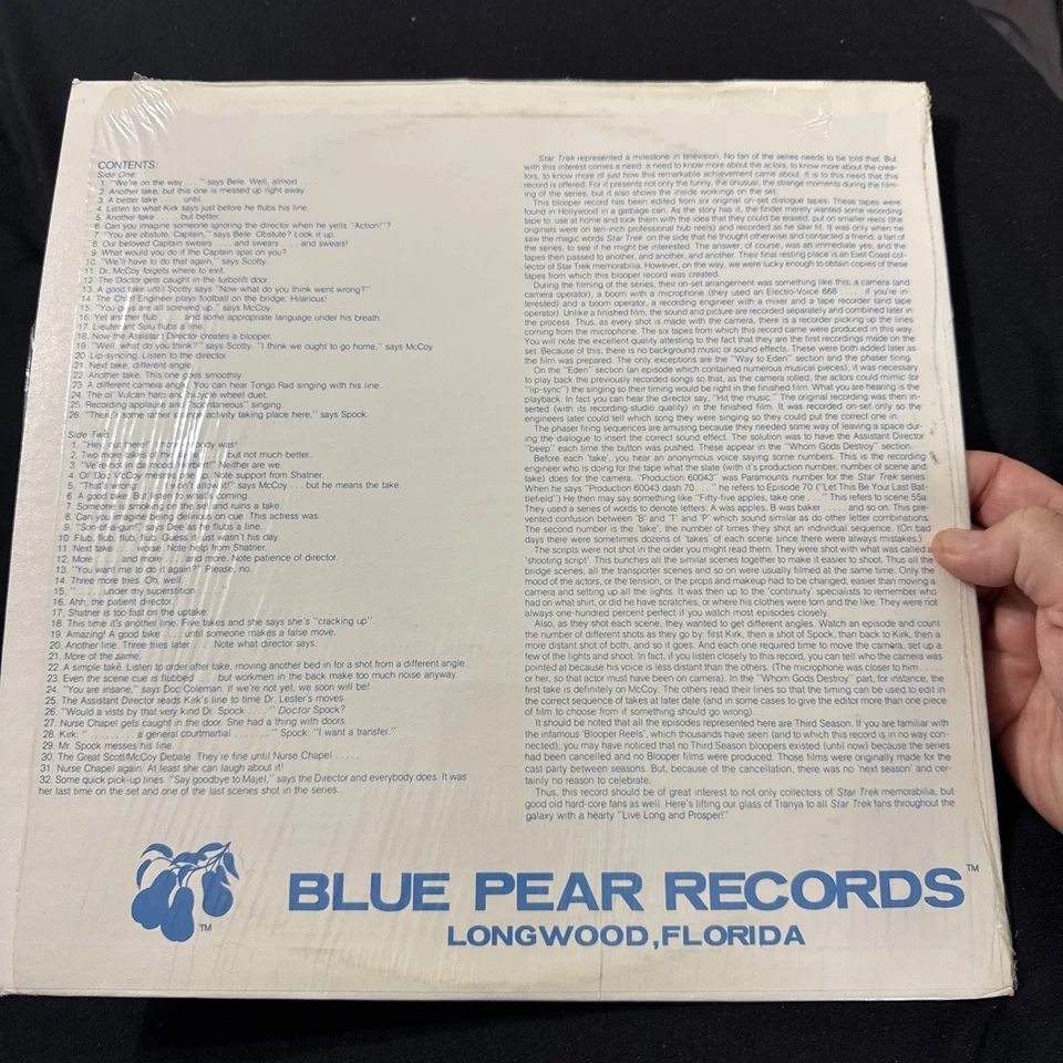 Nimoy/Shatner/Others-Trek Bloopers Vinyl LP Blue Pear 3rd season TV outtakes - Image 2 of 4