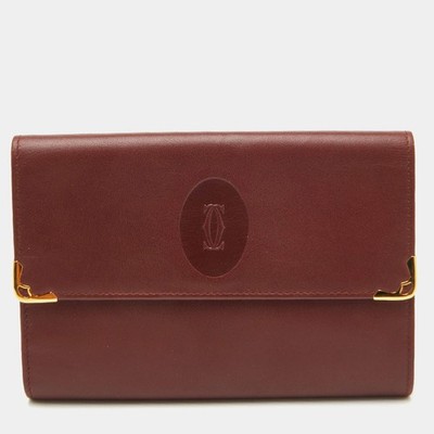 Cartier Le Must De Cartier Burgundy Leather Compact Wallet