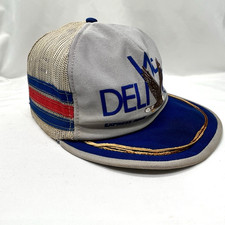Vtg 3 Stripe Mesh Trucker Hat Post Office Challenger Caps Snapback USA Made READ