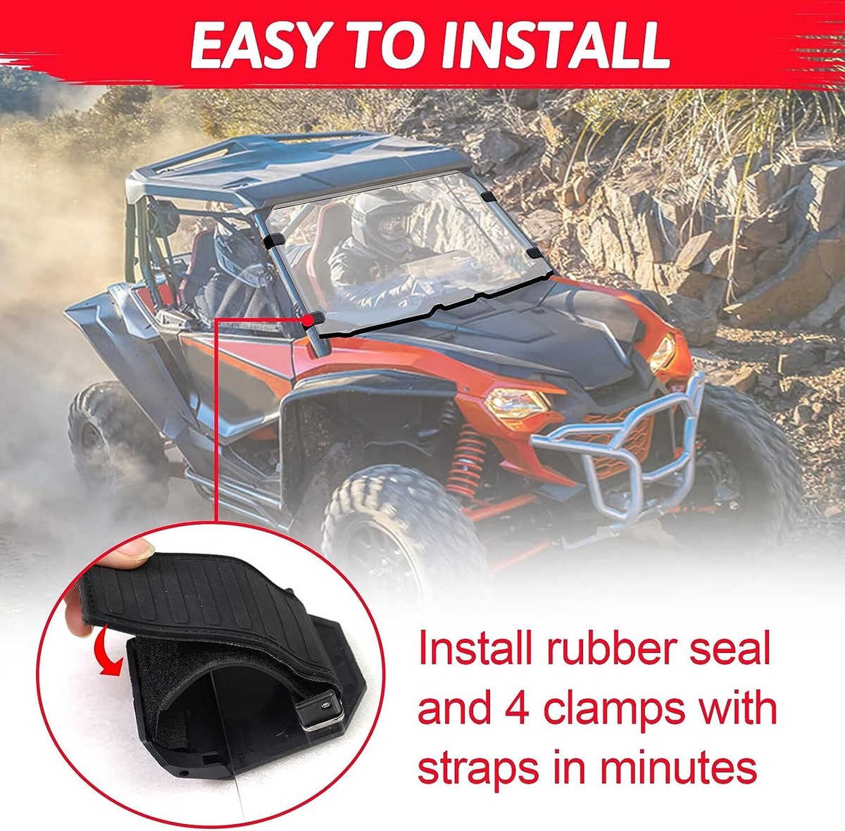 Hard Coat Poly Vented Front Full Windshield For Honda Talon 1000 2019