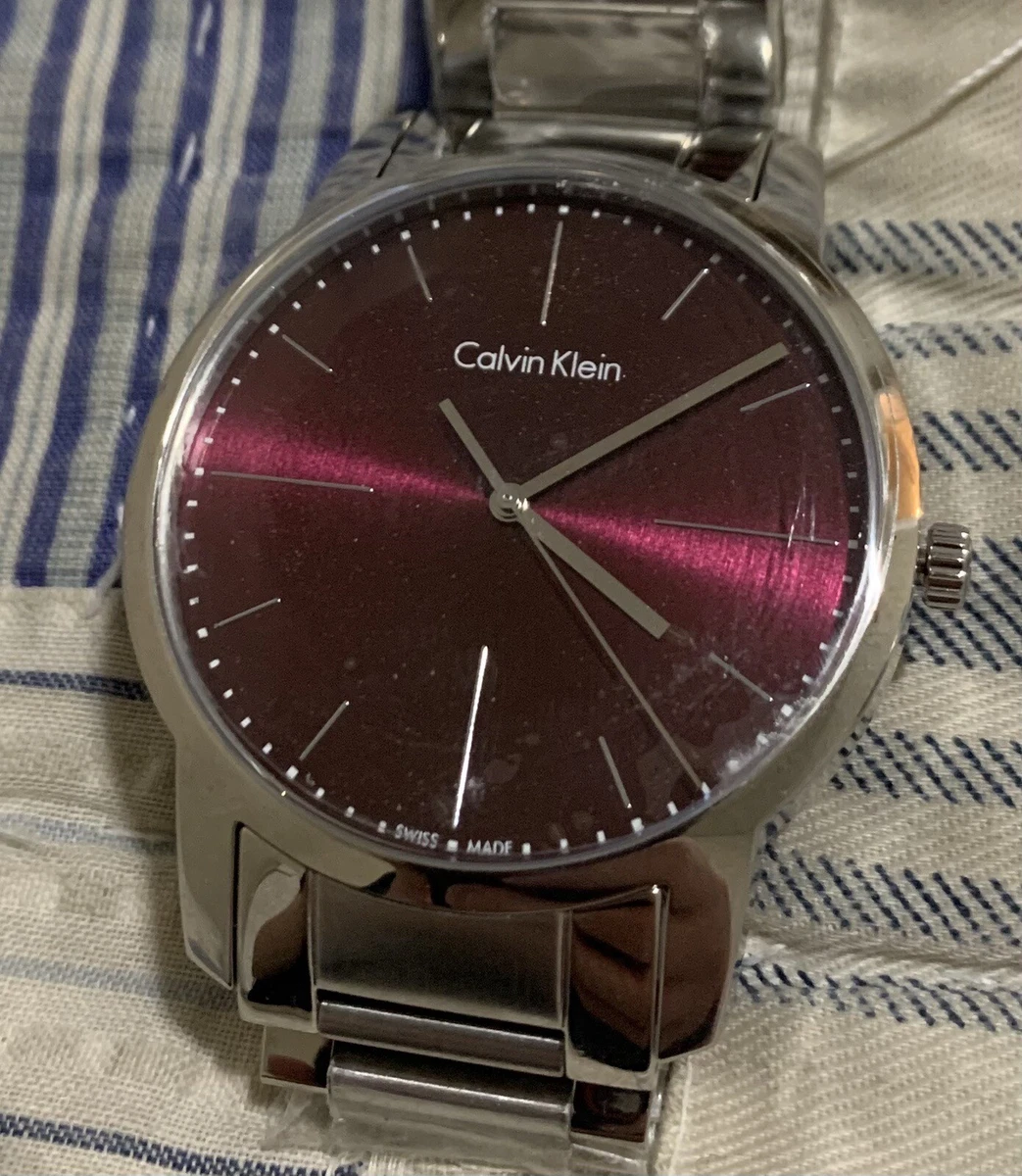 Calvin Klein Men s Burgundy Red Stainless Steel Watch New
