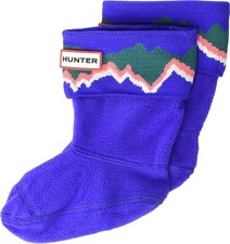 Hunter 237883 Girls Kids Stripe Knitted Cuff Boot Socks Electric Storm Size M