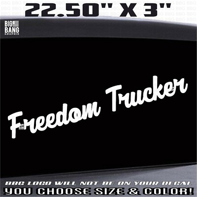 FREEDOM TRUCKER Vinyl Decal Sticker Lettering Mandates Mandate Canada USA United