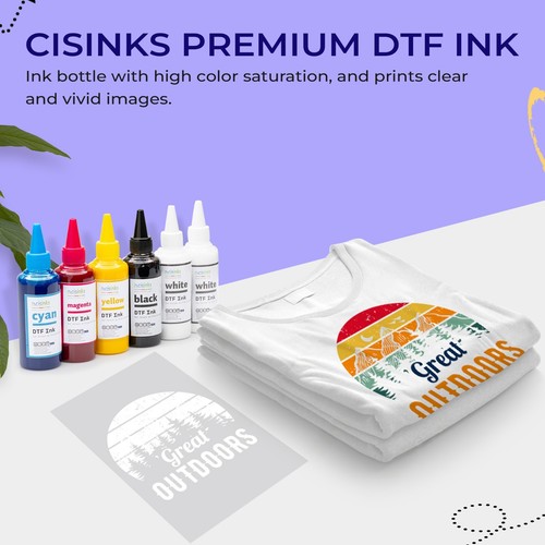 CISinks Premium DTF Ink Bottle Refill Set 500MLCompatible w/ DTF Film-Magenta - Picture 2 of 6