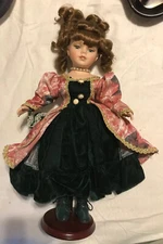 Samantha Medici  18” Porcelain Doll On Stand