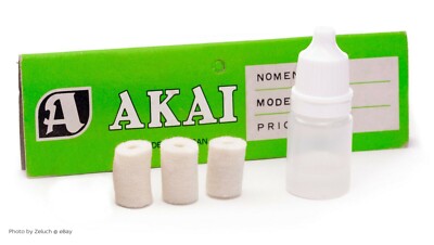 NEW Akai Audio Tape Cleaning Felt Pads w/ Lubricating Oil X-150D 1710 1700 X100D