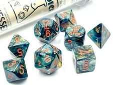 Chessex Lab Dice Lustrous Alpestris orange 7-Die Set 30049 D D RPG D20 Test Tube