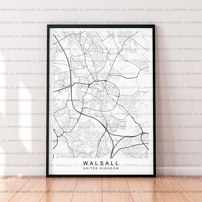 Walsall Karte Poster Druck ungerahmt Walsall Großbritannien modernes Straßendesign
