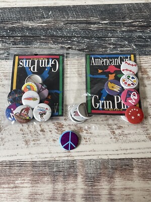 Lot of 20 NEW American Girl of Today GRIN PINS Pin Buttons + 1 More VTG 1990s