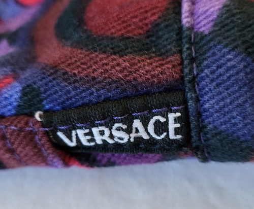 Vintage Womens Versace Jeans Couture Purple Baroque Pants Size 30 Waist 29" Art - Foto 16 di 20