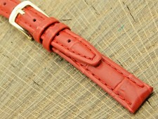 NOS Hadley Roma Crocodile Grain Gold Tone Buckle Watch Band 12mm Vintage Unused