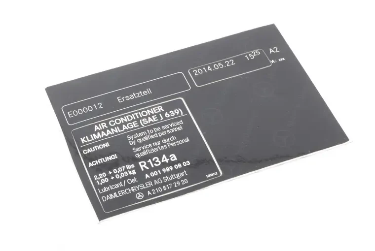 NEU MERCEDES-BENZ E W210 KÄLTEMITTEL-AUFKLEBER A2108172920