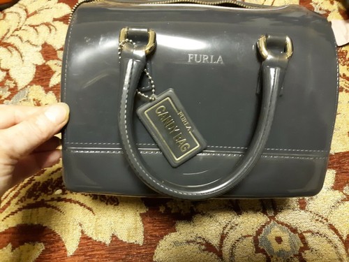 Furla Candy JELLY PVC Bauletto BOSTON HANDBAG Bag DARK GRAY | eBay