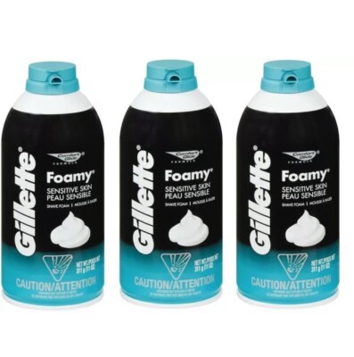 Gillette Sensitive Skin Foamy Shave Cream 11oz (3 Pack)