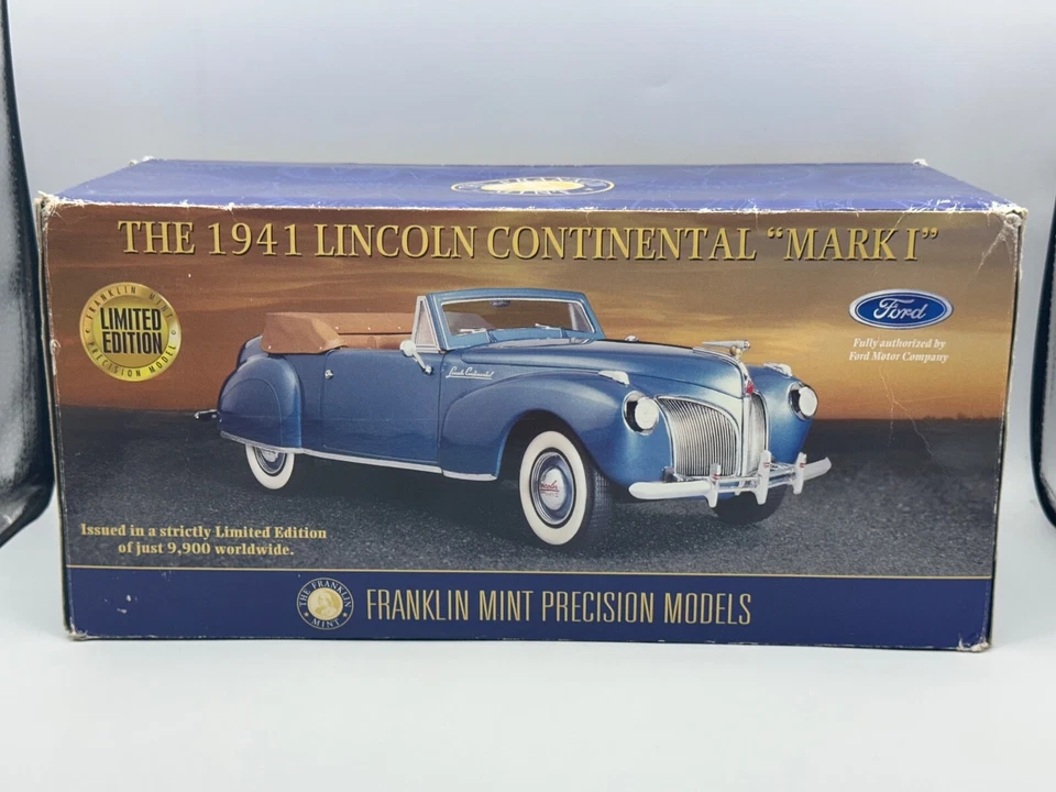 Franklin Mint 1941 Lincoln Continental Mark I, Blue, 1:24, Excellent, Boxed - Image 4 of 4