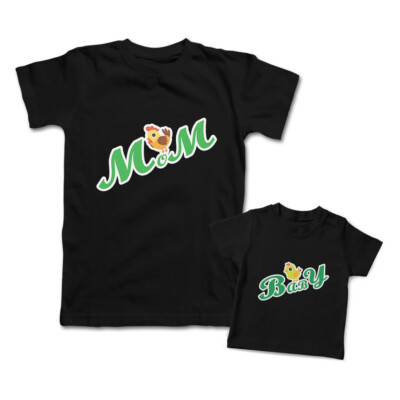 Mommy and Me Outfits Smile Emotion Happiness Smiley Winked Eyes Mom Son Cotton