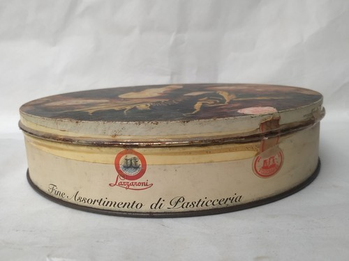 VINTAGE ADVERTISE TIN LITHO BOX LAZZAROANI BISCUITES COOKIES FRANCE COLLECTIBLE - Picture 5 of 12