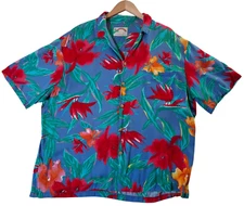VTG Paradise Found Hawaiian Shirt Men's 2XL* Short Sleeve Colorful Floral