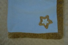 Baby Gear Star Baby Blanket Blue Tan Minky Dot Edge Trim Security Lovey
