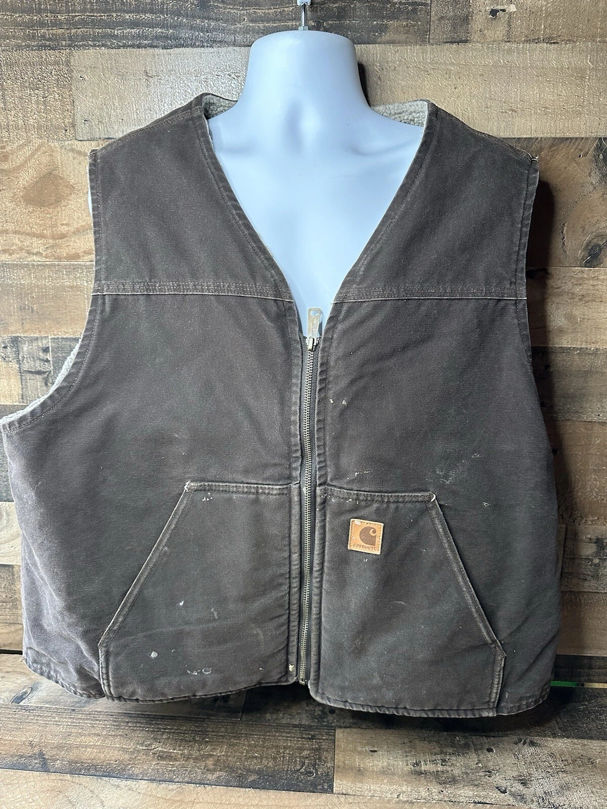 Carhartt Vest Mens 2XL Sherpa Lined Canvas RN 14806 V26 Brown