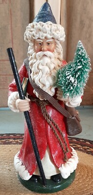 Department 56 Santa Holding Tree Bag & Stick Statue Figure for Mantle Table 12''T