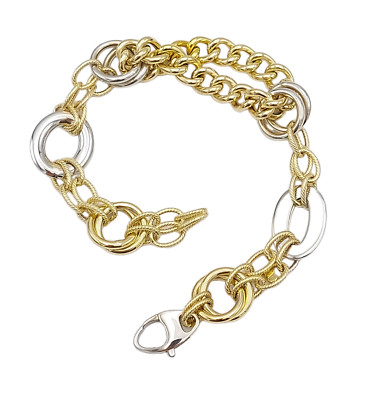 Pulsera De Mujer Realizada En Oro Amarillo Y Blanco De 18 Kt. Cierre A Mosquetón