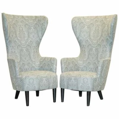 PAIR OF RRP £16,000 2007 RESTORED GEORGE SMITH TOM DIXON WING BACK ARMCHAIRS - Image 1 of 4