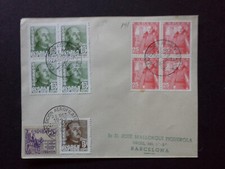 Exposición Aerofilatelica de Zaragoza 1949, Sobre Especial, Ed. 1024 x4 1021 x4