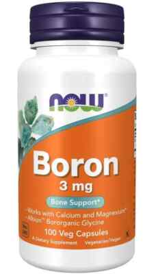 NOW FOODS Boron 3mg 100 Veggie Capsules Supports Bone Structure New Exp. 03/2029
