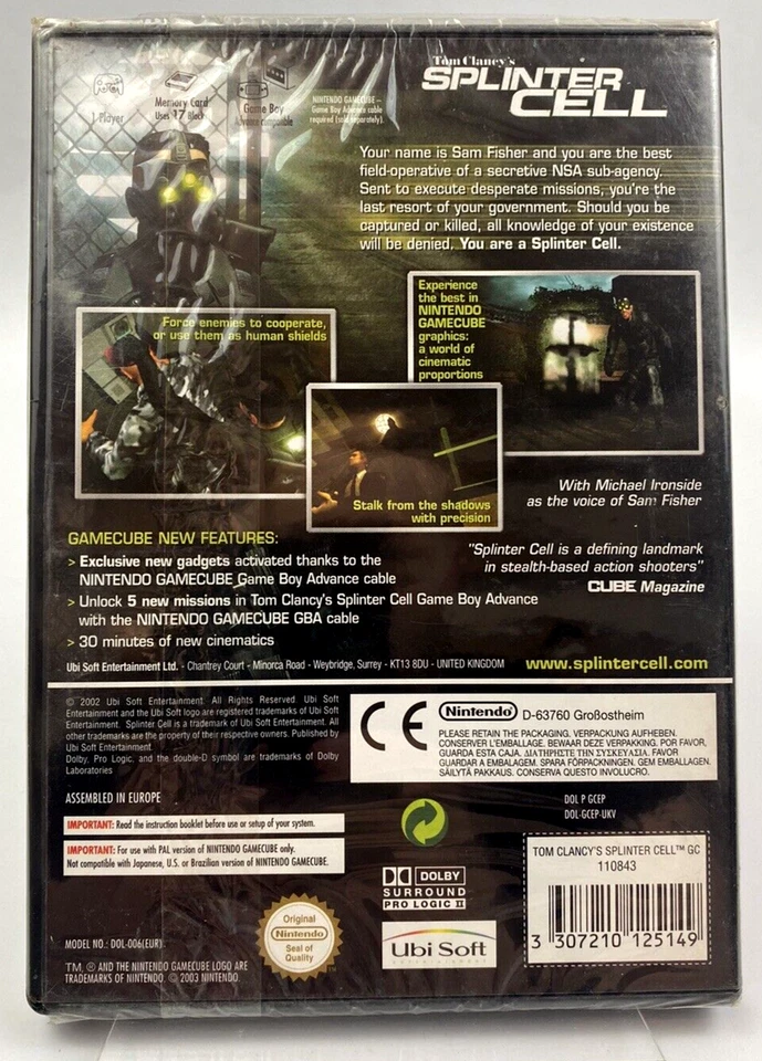 Gamecube Tom Clancy's Splinter Cell, ( 2003 ) UK Pal, New Factory Sealed - Image 2 of 4